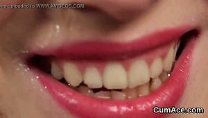 Unusual Centerfold Swallows Jizz Load in Wild Facial POV Blowbang