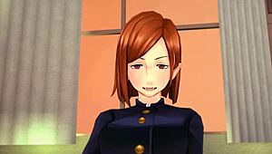 kugisaki nobara, you're moaning so loud during masturbation and sex in this hentai