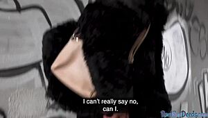 Pulled ebony fucked in public before tugging and sucking