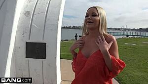 rachele richey enjoys flashing her huge assets outdoors with toys