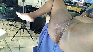 hairy petite ebony gets wild with lesbian play while a bbw squirts everywhere