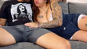 I put my head on her legs and her dick gets hard.