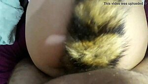 The submissive novice gets spanked and assfucked with an anal plug in her tight hole.