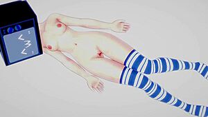 I watch the TV woman strip her bikini and fuck passionately on the bed.