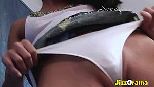 i'm jamie huxley, this milf babe's hot show with small tits and jizz all over.