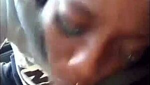 Ebony Chick Sloppily Sucks White Dick With Wet Cumshot