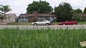 Kinky blonde babe endures anal double penetration and two cumshots while sucking on high heels