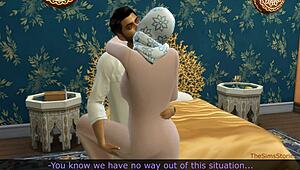 Arab wife cheats with handsome man in anal