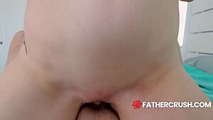 Blonde teen Lily Larimar wanked hard by stepdad over messy kitchen chaos