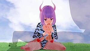 Big Tits Hentai Babe Rides Huge Cock In Fishnet