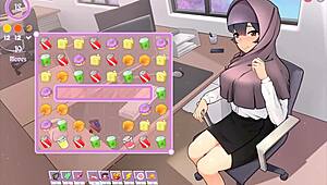 Why is my tsundere milf boss teasing me with her massive tits in this hentai game?