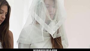 two mormongirlz chicks spread redhead's wet pussy wide open