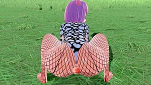 Big Tits Hentai Babe Rides Huge Cock In Fishnet