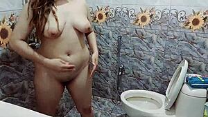 real indian stepsister caught pissing and touching herself in bathroom