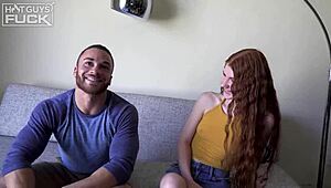 hairy hunk with big black cock makes redhead babe cream hard