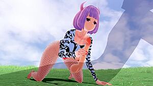 Big Tits Hentai Babe Rides Huge Cock In Fishnet