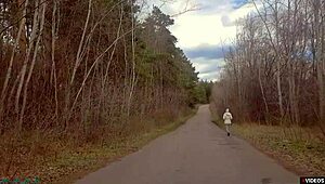 Suck my cock, milf whore, right here on the highway, he commands as cum splatters her face.