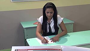 beautiful student cheats on exam and gets humiliated by teacher punishment