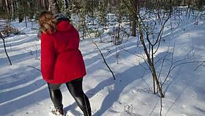 Chubby Hitchhiker Sucks Cock in Snowy Woods