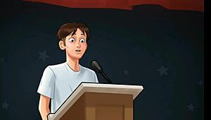 in summertime saga, the horny teacher blows the student right on stage