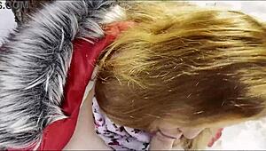 Chubby Hitchhiker Sucks Cock in Snowy Woods