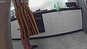 Wife cheats on husband with best friend in homemade kitchen assfucking