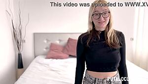 Caught In Bedroom With Nerdy Blonde, He Fucks Her Pussy And Ass In Cowgirl And Doggystyle Positions