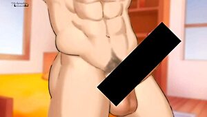 Spraying perfume on anime girl for growth