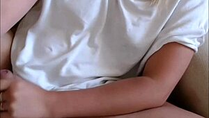 Blonde Transsexual Feels Intense Joy Cumming on Herself During Live Cam