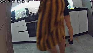 Wife cheats on husband with best friend in homemade kitchen assfucking