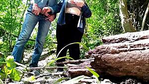 Sexy fat stranger helps me finish outdoors in public