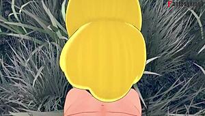 tinker bell cosplay in forest, opportunity taken while another fairy watches peter pan short.