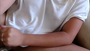 Blonde Transsexual Feels Intense Joy Cumming on Herself During Live Cam