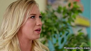 Busty blonde teen 18+ fingers and blows masseuse