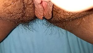 Hairy Pussy and Big Clit Close-Up on Latina