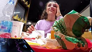 My step-brother says, 'Come play with me,' while controlling my lovense in the car