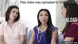 latina milf housewife vicki chase double penetrated by cleaning ladies with strapons