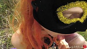 Kitty tells you, 'I'm passionately sucking a stranger's dick outdoors, then doggy fucking him hard.'