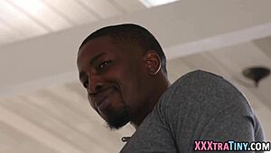 Little brunette teen eagerly sucking hard cock