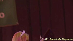 uhh, busty milf on stage strippin’ down, makin’ me crazy with them big ones, ya know?