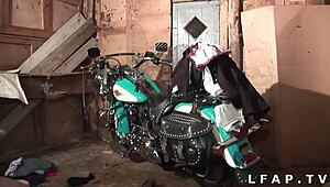 petite french gal gets her holes wrecked in double pen, oops!