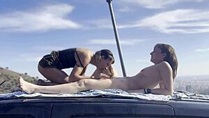 Enjoying Barcelona views from the top of my van