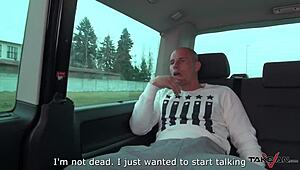 I found this squirting brunette on the street, naked ass, banging a stranger in his van.