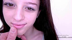 Brunette teen meets photographer at coffee shop for a wild fuck