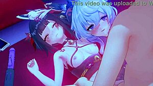 Ganyu And Huohuo Engage In Passionate Lesbian Kissing And Doggy Style