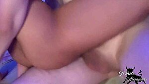 Little Ebony Slut Riding Hard During Night Massage Orgasm