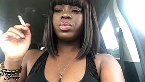 A cigarette in the car with some domination vibes