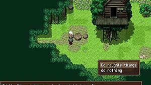 The NPC character in the anime hentai game offers blowjob and bent over doggystyle sex in roleplay