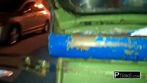 Cute Asian petite babe craves her sweet spot in outdoor close-up action.