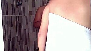 while our husbands are out for dinner, my friend and i shower and end up screwing